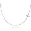 imageBriLove 925 Sterling Silver Cross Necklaces for WomenShiny Cubic Zirconia Delicate Sideways Choker Necklace Valentines DayBirthdayChristmasAnniversary02Clear SilverTone