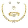 imageBriLove African Jewelry Set for Women Gorgeous Austrian Crystal Statement Necklace Bracelet Stud Earrings and Ring Party PromElephant