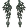 imageBriLove Art Deco Angel Wings Rhinestone Retro Statement Earrings for Women Dangling Chandelier Long Drop06Emerald Color Blacktone
