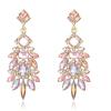 imageBriLove Art Deco Rhinestone Marquise Emerald Cut Rectangle Geometric Statement Earrings for WomenPink Goldtone