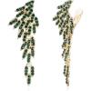 imageBriLove ClipOn Dangle Earrings Wedding Bridal Angel Wings Rhinestone Dangling Chandelier Long Drop for Women Bride04Emerald Color Goldtone