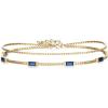 imageBriLove Dainty Elegant 925 Sterling Silver Cubic Zirconia 2 Layer Birthstone Bracelets for WomenSix Emerald Cut Tennis Bracelet Birthday Prom Gifts JewelrySapphire Color GoldTone