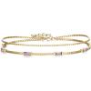imageBriLove Dainty Elegant 925 Sterling Silver Cubic Zirconia 2 Layer Birthstone Bracelets for WomenSix Emerald Cut Tennis Bracelet Birthday Prom Gifts JewelryPurple GoldTone