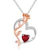 imageBriLove Rose Flower Heart Birthstone Necklace for Women925 Sterling Silver Cubic Zirconia Pendant Birthday Anniversary Mom Women01Ruby Color