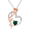 imageBriLove Rose Flower Heart Birthstone Necklace for Women925 Sterling Silver Cubic Zirconia Pendant Birthday Anniversary Mom Women03Emerald Color