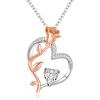 imageBriLove Rose Flower Heart Birthstone Necklace for Women925 Sterling Silver Cubic Zirconia Pendant Birthday Anniversary Mom Women04Clear