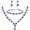 imageBriLove Wedding Bridal CZ Necklace Bracelet Earrings Jewelry Set for Women Teardrop Infinity Figure 8 YNecklace Tennis Dangle Party Prom AccessoriesAmethyst Color