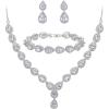 imageBriLove Wedding Bridal CZ Necklace Bracelet Earrings Jewelry Set for Women Teardrop Infinity Figure 8 YNecklace Tennis Dangle Party Prom AccessoriesClear