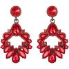 imageBriLove Wedding Bridal Rhinestone Marquise Teardrop Cluster Geometric Dangle Earrings for WomenRuby Color BlackTone
