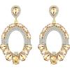 imageBriLove Wedding Bridal Rhinestone Marquise Teardrop Cluster Oval Dangle Earrings for WomenChampagne GoldTone