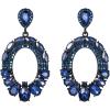 imageBriLove Wedding Bridal Rhinestone Marquise Teardrop Cluster Oval Dangle Earrings for WomenSapphire Color BlackTone