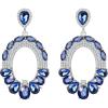imageBriLove Wedding Bridal Rhinestone Marquise Teardrop Cluster Oval Dangle Earrings for WomenSapphire Color SilverTone