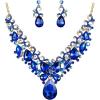 imageBriLove Womens Costume Fashion Crystal Teardrop Marquise Butterfly Filigree Enamel Statement Necklace Dangle Earrings Set04Royal Blue GoldTone