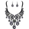 imageBriLove Womens Tribal Ethnic Crystal Chunky Statement Necklace Dangle Earrings Set02Grey BlackTone