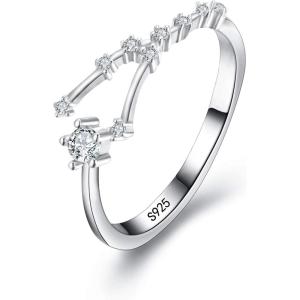 imageBriLove 925 Sterling Silver CZ Statement Ring Horoscope Zodiac 12 Constellation Astrology Adjustable Rings for Mom Women Mothers DayValentines DayBirthdayChristmasAnniversaryTaurus  Full Ver