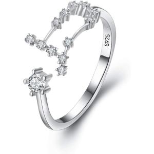imageBriLove 925 Sterling Silver CZ Statement Ring Horoscope Zodiac 12 Constellation Astrology Adjustable Rings for Mom Women Mothers DayValentines DayBirthdayChristmasAnniversaryGemini  Full Ver