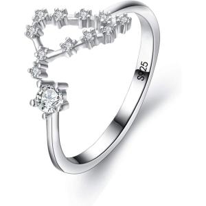 imageBriLove 925 Sterling Silver CZ Statement Ring Horoscope Zodiac 12 Constellation Astrology Adjustable Rings for Mom Women Mothers DayValentines DayBirthdayChristmasAnniversaryCapricorn  Full Ver