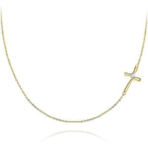 imageBriLove 925 Sterling Silver Cross Necklaces for WomenShiny Cubic Zirconia Delicate Sideways Choker Necklace Valentines DayBirthdayChristmasAnniversary03Clear GoldTone