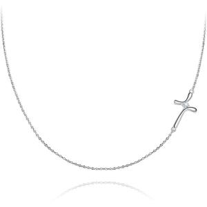 imageBriLove 925 Sterling Silver Cross Necklaces for WomenShiny Cubic Zirconia Delicate Sideways Choker Necklace Valentines DayBirthdayChristmasAnniversary02Clear SilverTone