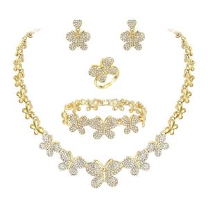 imageBriLove African Jewelry Set for Women Gorgeous Austrian Crystal Statement Necklace Bracelet Stud Earrings and Ring Party PromButterfly