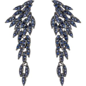 imageBriLove Art Deco Angel Wings Rhinestone Retro Statement Earrings for Women Dangling Chandelier Long Drop04Sapphire Color BlackTone