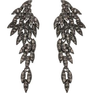 imageBriLove Art Deco Angel Wings Rhinestone Retro Statement Earrings for Women Dangling Chandelier Long Drop07Grey BlackTone