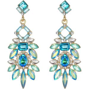 imageBriLove Art Deco Rhinestone Marquise Emerald Cut Rectangle Geometric Statement Earrings for WomenIridescent Blue Goldtone