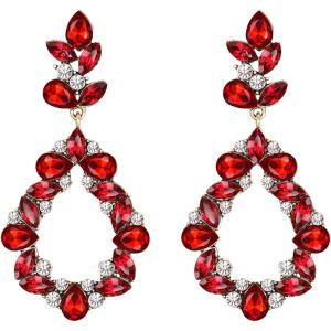 imageBriLove Wedding Bridal Rhinestone Marquise Teardrop Cluster Dangle Earrings for Women