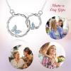 imageBriLove 925 Sterling Silver Cubic Zirconia Dainty Butterfly Double Circles Pendant Necklace for Women Mom Mothers DayValentines DayBirthdayChristmasAnniversaryBlue Topaz SilverTone