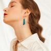 imageBriLove Dainty Elegant 925 Sterling Silver Natural Stone Unique Irregular Lightweight Dangle Drop Earrings Multiple Styles Jewelry for Birthday Party Gift02Natural StoneEmerald Color