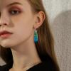 imageBriLove Dainty Elegant 925 Sterling Silver Natural Stone Unique Irregular Lightweight Dangle Drop Earrings Multiple Styles Jewelry for Birthday Party Gift02Natural StoneEmerald Color