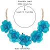 imageBriLove Flower Collar Necklace Shiny Floral Summer Beach Statement Bib Necklaces for Women Costume Prom JewelryBlue Topaz GoldTone
