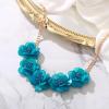 imageBriLove Flower Collar Necklace Shiny Floral Summer Beach Statement Bib Necklaces for Women Costume Prom JewelryBlue Topaz GoldTone