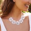 imageBriLove Flower Collar Necklace Shiny Floral Summer Beach Statement Bib Necklaces for Women Costume Prom JewelryClear GoldTone