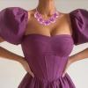 imageBriLove Flower Collar Necklace Shiny Floral Summer Beach Statement Bib Necklaces for Women Costume Prom JewelryPurple GoldTone