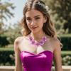 imageBriLove Flower Collar Necklace Shiny Floral Summer Beach Statement Bib Necklaces for Women Costume Prom JewelryPurple GoldTone