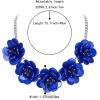 imageBriLove Flower Collar Necklace Shiny Floral Summer Beach Statement Bib Necklaces for Women Costume Prom JewelryRoyal Blue Silvertone