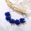 imageBriLove Flower Collar Necklace Shiny Floral Summer Beach Statement Bib Necklaces for Women Costume Prom JewelryRoyal Blue Silvertone
