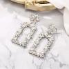 imageBriLove Gorgeous Sparkly Rhinestone Marquise Teardrop Flower Rectangle Geometric Statement Dangle Earrings for Women Party Daily WearClear SilverTone