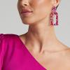 imageBriLove Gorgeous Sparkly Rhinestone Marquise Teardrop Flower Rectangle Geometric Statement Dangle Earrings for Women Party Daily WearFuchsia GoldTone