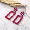 imageBriLove Gorgeous Sparkly Rhinestone Marquise Teardrop Flower Rectangle Geometric Statement Dangle Earrings for Women Party Daily WearFuchsia GoldTone