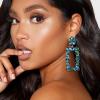 imageBriLove Gorgeous Sparkly Rhinestone Marquise Teardrop Flower Rectangle Geometric Statement Dangle Earrings for Women Party Daily WearGreen GoldTone