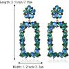 imageBriLove Gorgeous Sparkly Rhinestone Marquise Teardrop Flower Rectangle Geometric Statement Dangle Earrings for Women Party Daily WearGreen GoldTone