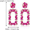 imageBriLove Gorgeous Sparkly Rhinestone Marquise Teardrop Flower Rectangle Geometric Statement Dangle Earrings for Women Party Daily WearPink GoldTone