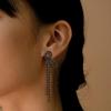 imageBriLove Sparkly Bling Rhinestones Earrings for WomenLong Linear Bow Tassels Dangle Party Prom Daily WearBlack BlackTone