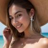 imageBriLove Sparkly Bling Rhinestones Earrings for WomenLong Linear Bow Tassels Dangle Party Prom Daily WearClear SilverTone