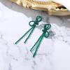 imageBriLove Sparkly Bling Rhinestones Earrings for WomenLong Linear Bow Tassels Dangle Party Prom Daily WearEmerald Color GreenTone