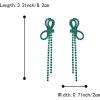 imageBriLove Sparkly Bling Rhinestones Earrings for WomenLong Linear Bow Tassels Dangle Party Prom Daily WearEmerald Color GreenTone