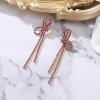 imageBriLove Sparkly Bling Rhinestones Earrings for WomenLong Linear Bow Tassels Dangle Party Prom Daily WearHot Pink GoldTone
