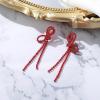 imageBriLove Sparkly Bling Rhinestones Earrings for WomenLong Linear Bow Tassels Dangle Party Prom Daily WearRuby Color RedTone